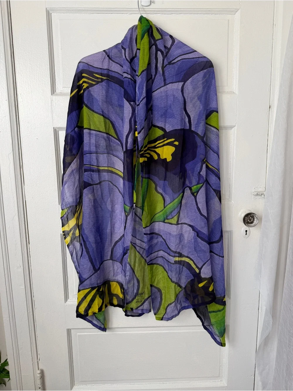 Vida Art Lightweight Modal Purple Abstract Iris Floral Print Scarf Wrap Festival